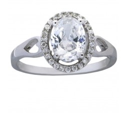 1.50 Carat Cubic Zirconia Oval Halo Engagement Ring for Women