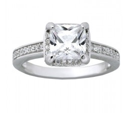 Beautiful 1.50 Carat Cubic Zirconia Princess Halo Engagement Ring