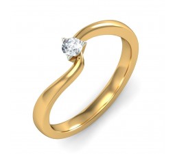 Curvy Round Diamond Ring in Yellow Gold