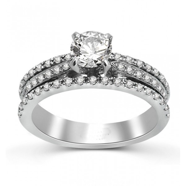 Tantalizing Engagement ring 1.00 Carat Round Cut Diamond on White Gold ...