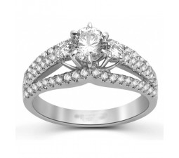 Huge 1.50 Carat Round Diamond Engagement Ring in 18k White Gold