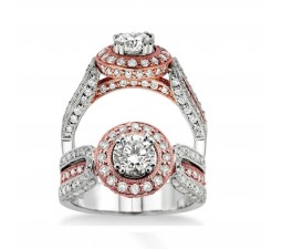 Designer Engagement Ring in Rose and White Gold