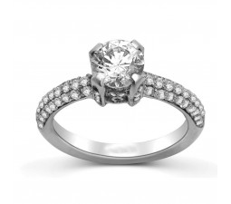Round Diamond Engagement Ring on 14k White Gold
