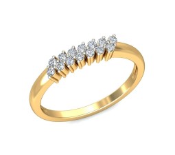 Double Row Diamond Wedding Band for Her in Yellow Gold