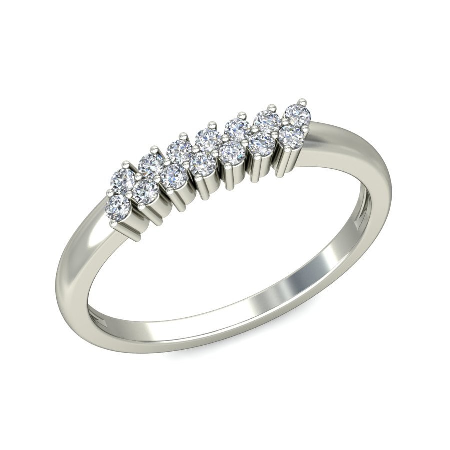 Double Row Diamond Wedding Band for Her in White Gold