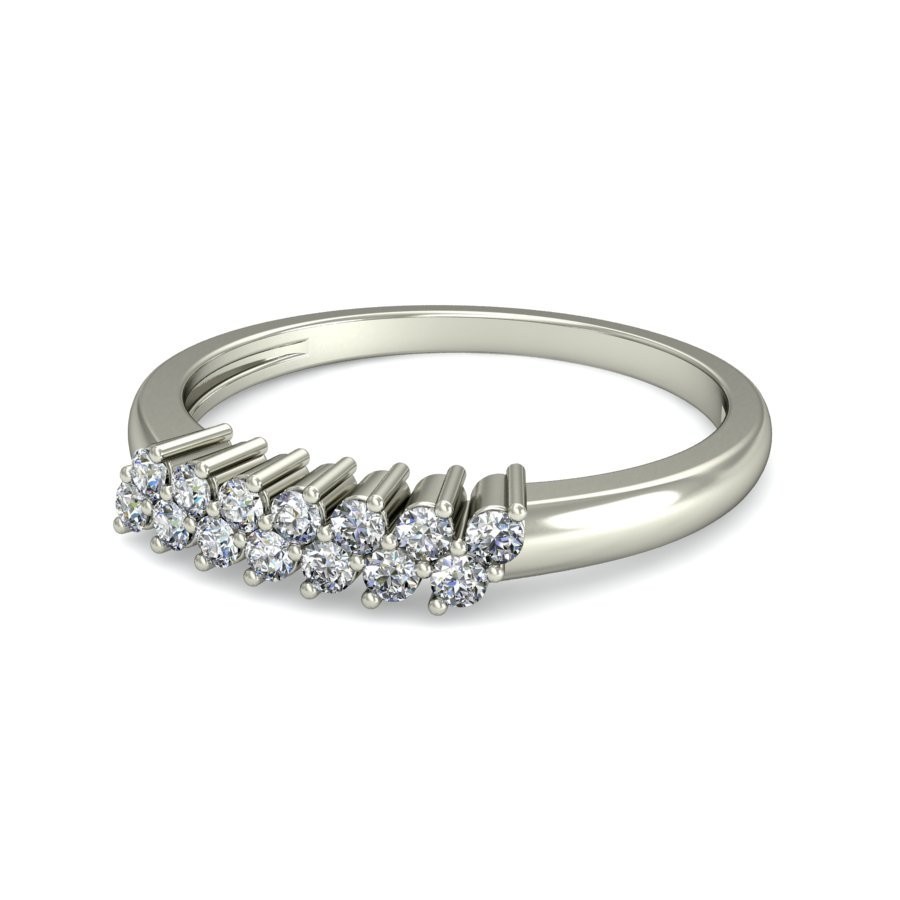Double Row Diamond Wedding Band for Her in White Gold