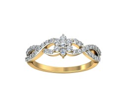 Unique Infinity Design Round Cluster Diamond Ring in Yellow Gold
