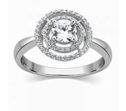 Beautiful Designer 1 Carat Round Diamond Halo Engagement Ring in 18k Gold