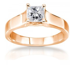 Princess Solitaire Cathedral design Engagement Ring in 10k Rose Gold