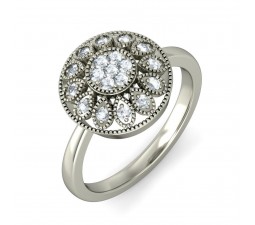 Beautiful Flower Diamond Ring for Her in White Gold