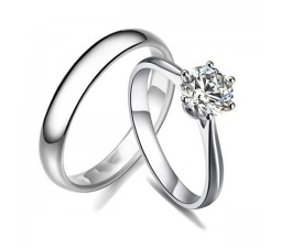 Inexpensive GIA Certified Round Diamond Bridal Set on White Gold