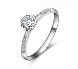 Cheap Round Diamond Engagement Ring on White Gold
