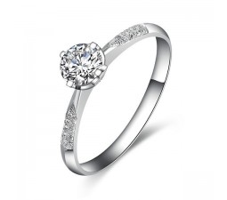 Cheap Round Diamond Engagement Ring on White Gold