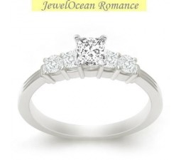 0.5 Carat Princess cut Diamond Cheap Engagement Ring 10K White Gold