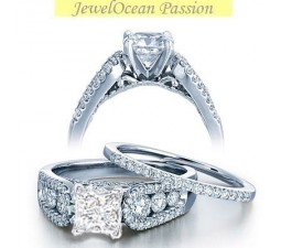 2 Carat Princess cut Diamond Wedding Bridal Set On 10K White Gold