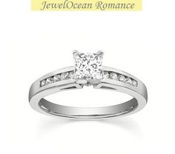 0.5 Carat Princess cut Diamond Cheap Engagement Ring On 10K White Gold