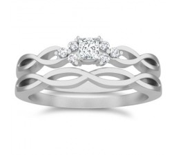 0.5 Carat Princess cut Diamond Diamond Wedding Set On 10K White Gold
