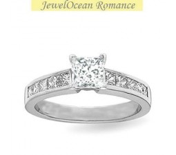 1 Carat Princess cut Diamond Princess Diamond Engagement Ring On 10K White Gold