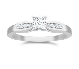 0.6 Carat Princess cut Diamond Inexpensive Diamond Engagement Ring On 10K White Gold