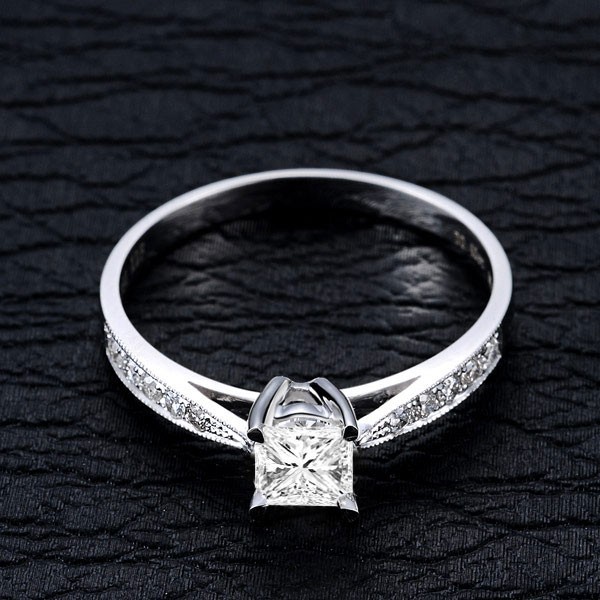 Fascinating Diamond Wedding Ring 0.50 Carat Princess Cut Diamond on 10k ...