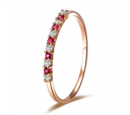 Beautiful Ruby and Diamond Wedding Band on 18k Rose Gold