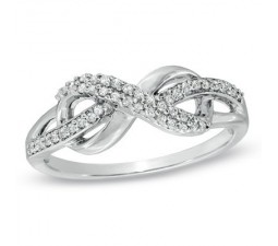 Half Carat Diamond Infinity Engagement Ring on White Gold