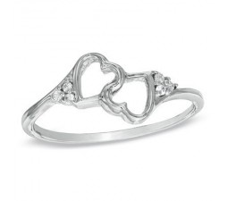 Twin Hearts Diamond Wedding Engagement Ring