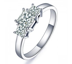1 Carat Princess cut Three Stone Diamond Engagement Ring