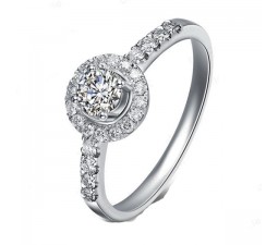 Round Cut Halo Diamond Engagement Ring on 10k White Gold