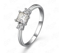 Three Stone Princess cut Diamond Engagement Ring