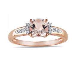 1 Carat Diamond and Morganite Engagement Ring in Rose Gold