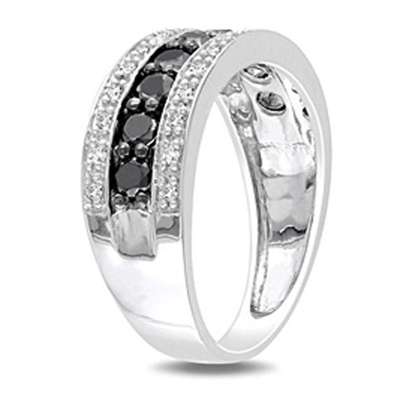 1 Carat Black and White Diamond Wedding Ring Band in White Gold ...