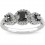 1 Carat Three Stone Trilogy Black Diamond Engagement Ring in White Gold