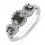 1 Carat Three Stone Trilogy Black Diamond Engagement Ring in White Gold