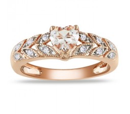 1 Carat Diamond and Morganite Engagement Ring in Pink Gold