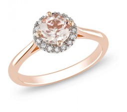 1 Carat Diamond and Morganite Engagement Ring in Pink Gold