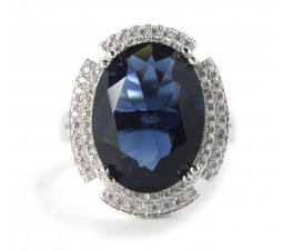 Huge 3.5 Carats Blue Cubic Zirconia Antique Engagement Ring on Sale below $100
