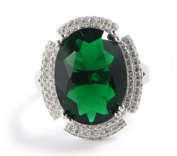 Huge 3.5 Carats Green Cubic Zirconia Antique Engagement Ring on Sale below $100