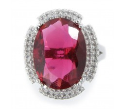 Huge 3.5 Carats Red Cubic Zirconia Antique Engagement Ring on Sale below $100