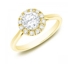 Half Carat Round Halo Diamond Engagement Ring