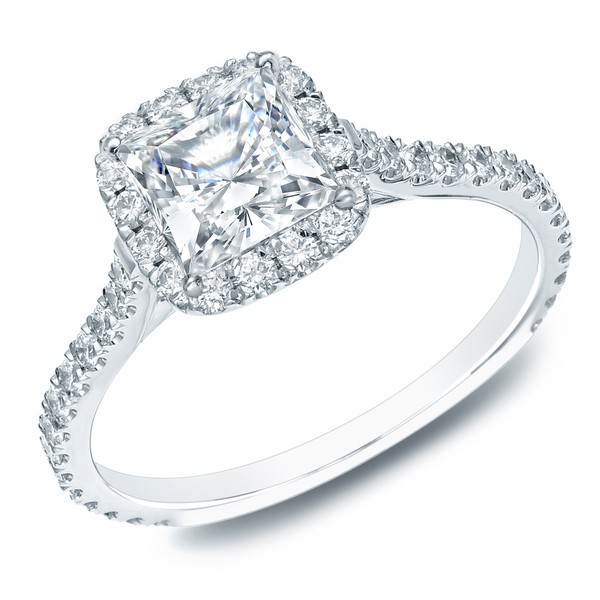 Pleasing Halo Affordable Engagement Ring 1.00 Carat Princess Cut ...