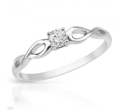 1/5 Carat diamond infinity solitaire ring on 10k white gold