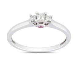 Half Carat Three Stone Princess Diamond and Sapphire Trilogy Ring in White Gold