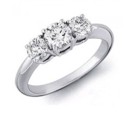 Perfect Three Stone Round Trilogy Diamond Engagement Ring for Her