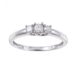 Three Stone Round Trilogy Half Carat Diamond Engagement Ring in White Gold