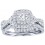 Huge 2 Carat Round Diamond Halo Bridal Ring Set in White Gold