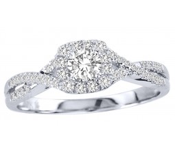 Closeout Sale Half Carat Round Halo Engagement Ring for Her in White Gold