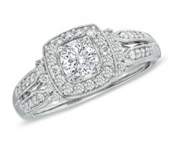 1 Carat Designer Antique Diamond Engagement Ring in White Gold
