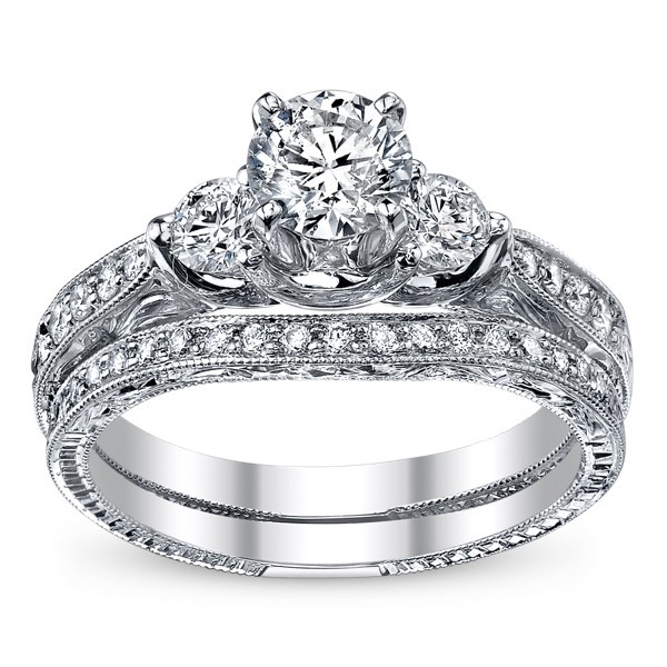 Closeout Sale! Enthralling Cheap Diamond Bridal Ring Set 1 Carat Round ...