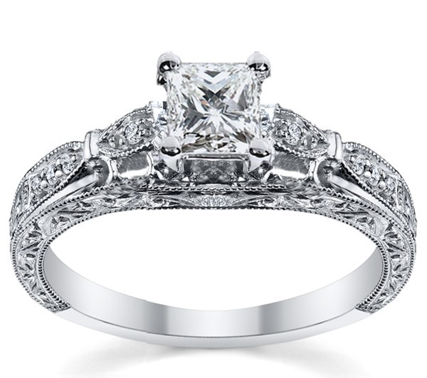 Magnetic Inexpensive Engagement Ring 0.50 Carat Princess Cut Diamond on ...